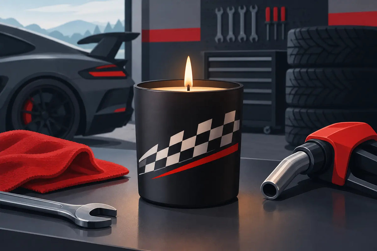 Racing Fuel Scented Candle for Garage Vibes